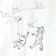 Men's Shirt／Wrestling Frogs and Hare (White)
