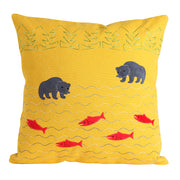 Cushion Cover／Bear and Salmon