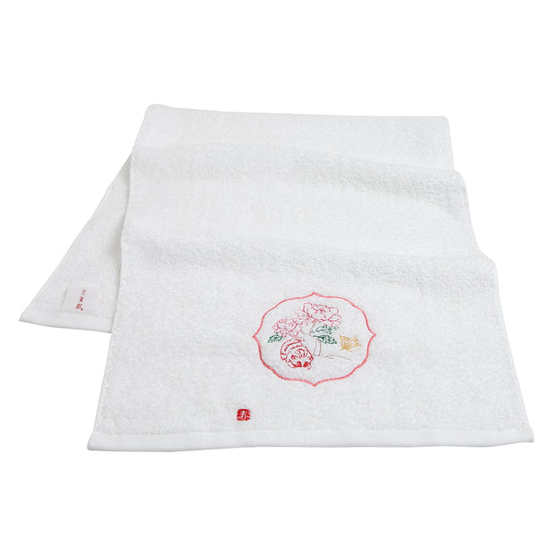 Face Towel／Cat & Peony Flower