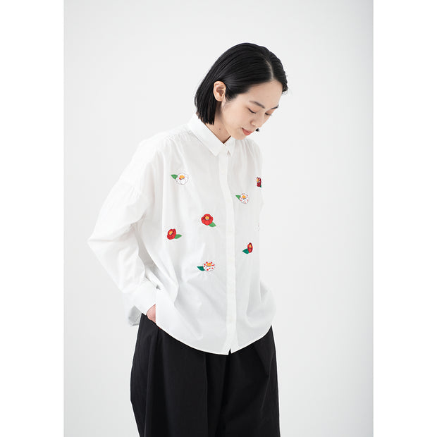 Wide shirt／"Tsubaki" Camellia (White)