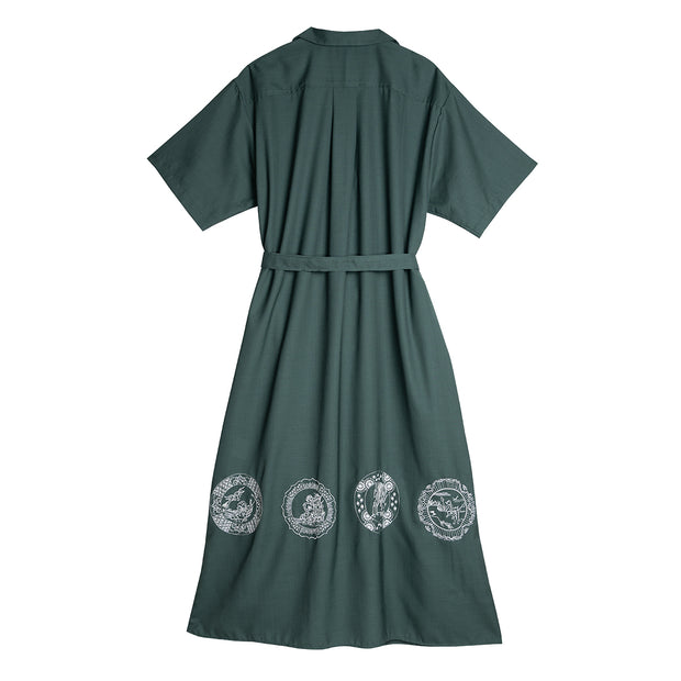 Short-sleeve Shirt Dress／Yokai (Green)