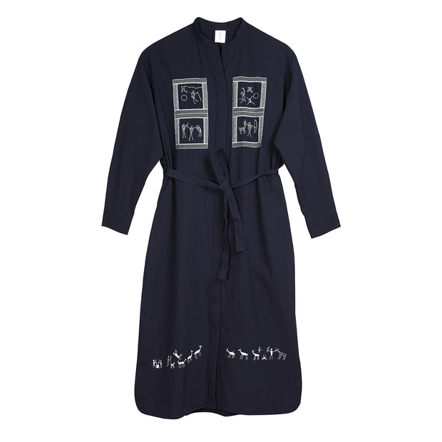 Shirt Dress (Navy)／Yayoi copper bell Design