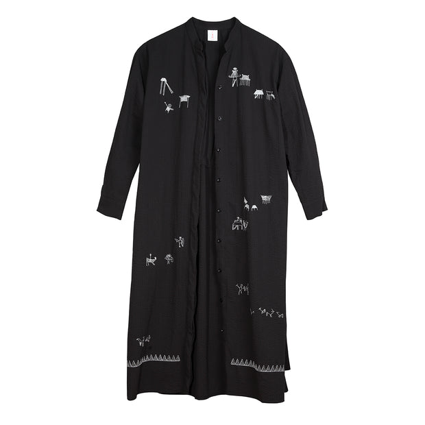 Shirt Dress (Black)／Yayoi Village Design