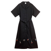 Short-sleeve Shirt Dress／	Cats & Ball (Black)