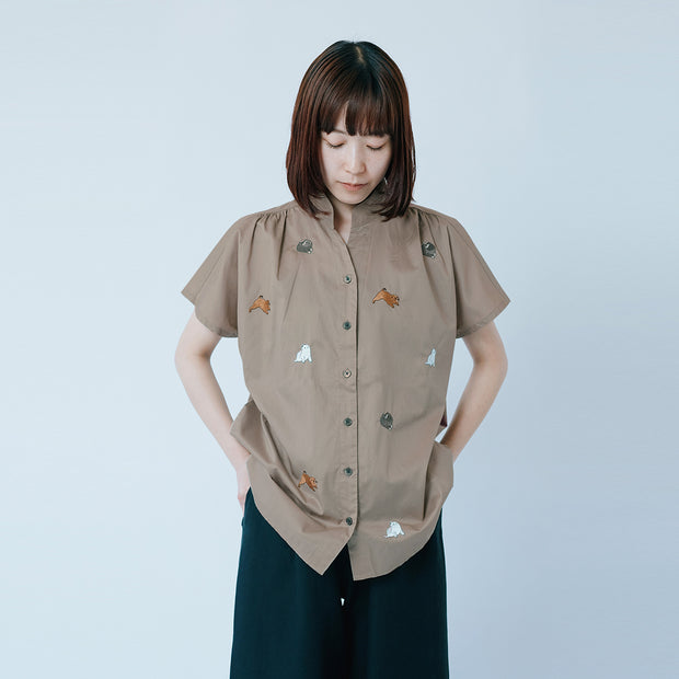 French sleeve shirt／Dogs (Kahki)