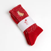 Cotton Slab Socks／Shiba Inu (Red)