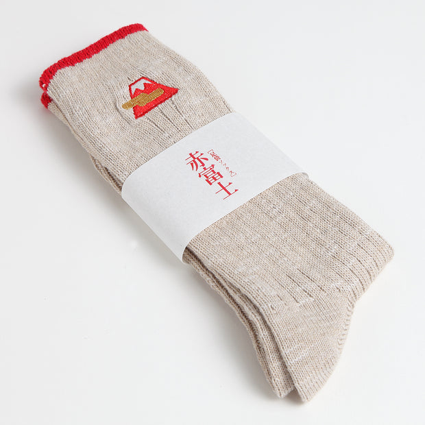 Cotton Slab Socks／Red Fuji (Beige)