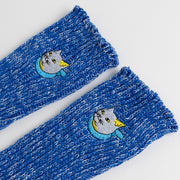 Cotton Slab Socks／"Tama" Calico Cat (Blue)