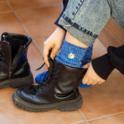 Cotton Slab Socks／"Tama" Calico Cat (Blue)