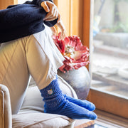 Cotton Slab Socks／"Tama" Calico Cat (Blue)