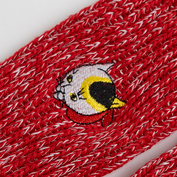 Cotton Slab Socks／"Mike" Japanese Bobtail (Red)
