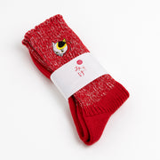 Cotton Slab Socks／"Mike" Japanese Bobtail (Red)