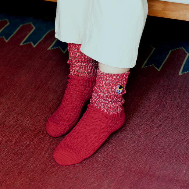 Cotton Slab Socks／"Mike" Japanese Bobtail (Red)