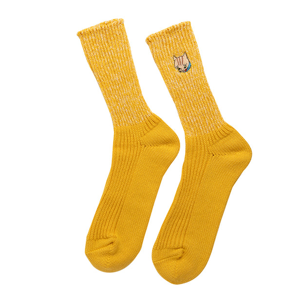 Cotton Slab Socks／"Tora" Tiger Cat (Yellow)