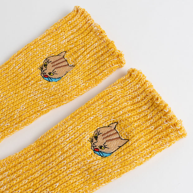 Cotton Slab Socks／"Tora" Tiger Cat (Yellow)