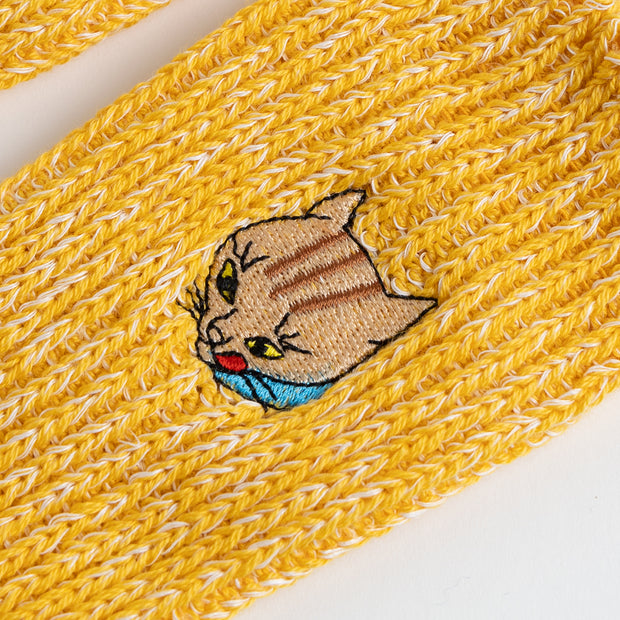 Cotton Slab Socks／"Tora" Tiger Cat (Yellow)