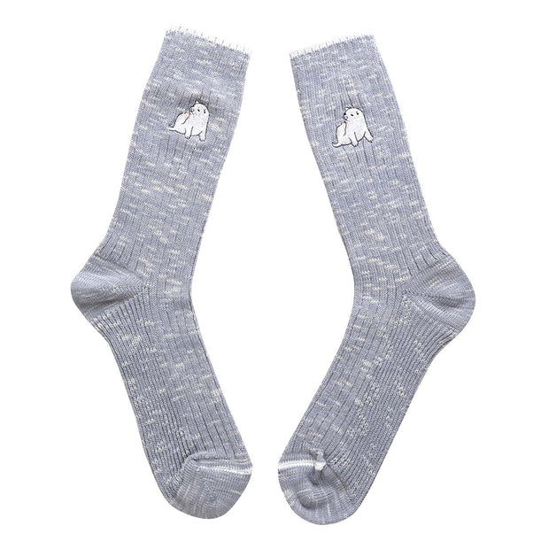 Cotton Slab Socks／Pochi (Gray)