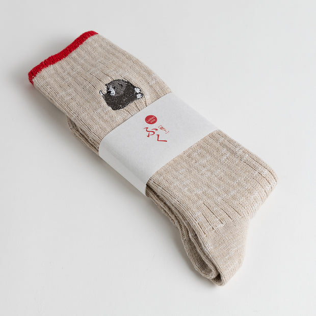 Cotton Slab Socks／Fuku (Beige)