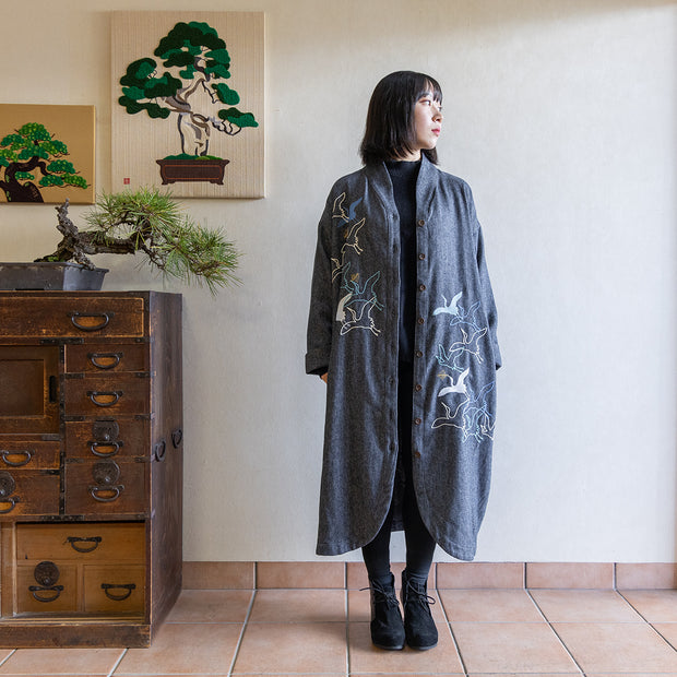 Long Coat(Gray)／Cranes & Pine