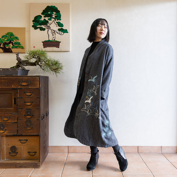 Long Coat(Gray)／Cranes & Pine