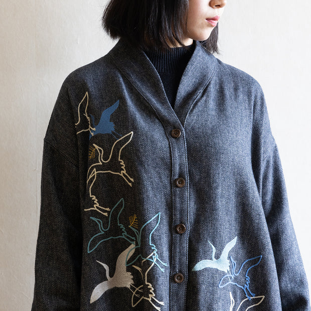 Long Coat(Gray)／Cranes & Pine