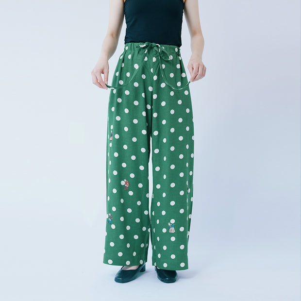 Loose-fit Pants／Cats & Ball (Green)