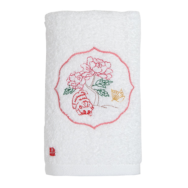 Face Towel／Cat & Peony Flower