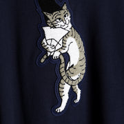 High-neck sweatshirt／Cat (Navy)