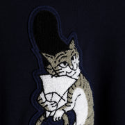 High-neck sweatshirt／Cat (Navy)