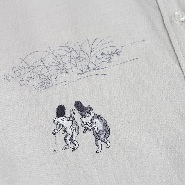 Soft Stand Collar Shirt／Frog and Cat