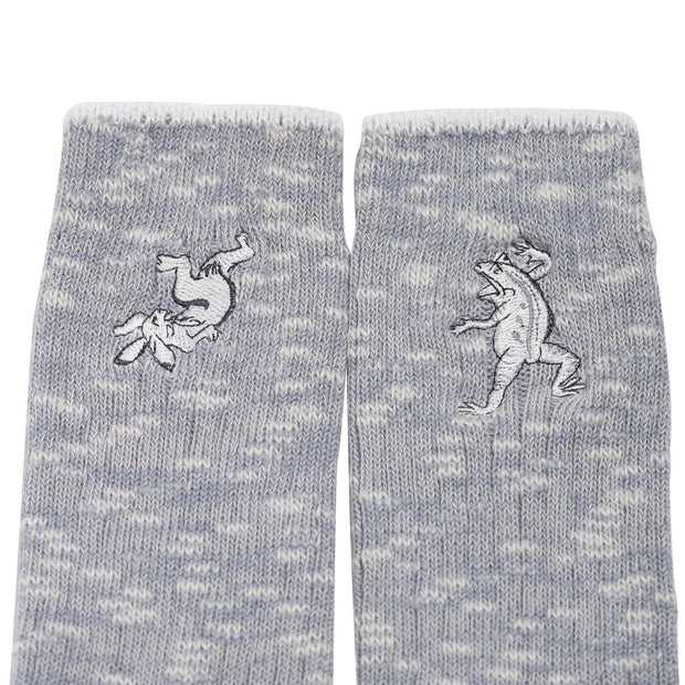 Cotton Slab Socks／Hare and Frog (Grey)