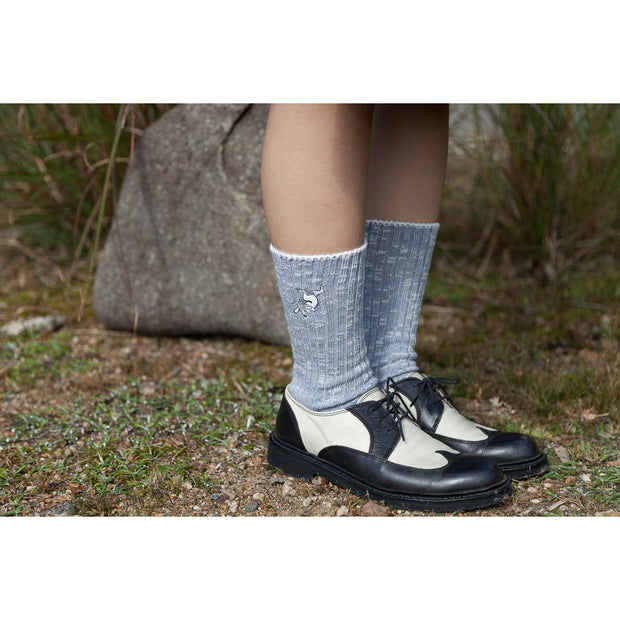 Cotton Slab Socks／Hare and Frog (Grey)