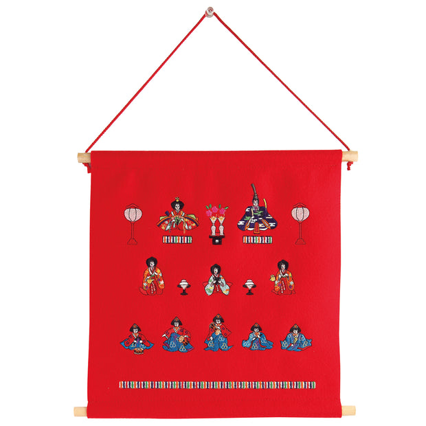 Tapestry／Three Rows Hina Dolls, Red